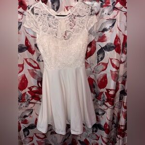 B. Smart Ivory Lace Mini Dress